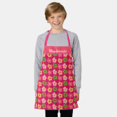 明るいパーソナライズされたフローラスイートキッズ エプロン (着用した状態)