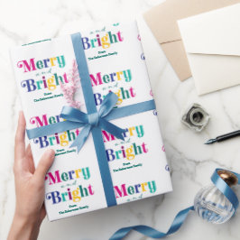 明るいパーソナライズされたメリークリスマス・ホリデー ラッピングペーパー