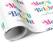 明るいパーソナライズされたメリークリスマス・ホリデー ラッピングペーパー (ロールコーナー)