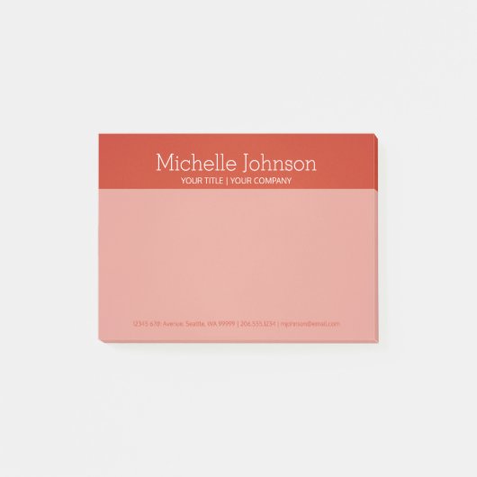 明るいパーソナライズされた暖かい赤の粒状テクスチャ ポストイット (正面)