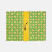 明るいパーソナライズされた緑色のピザの名前 フリースブランケット (正面(横))