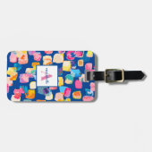 明るいパーソナライズされた色彩の鮮やか抽象芸術名荷物 ラゲッジタグ (正面横)