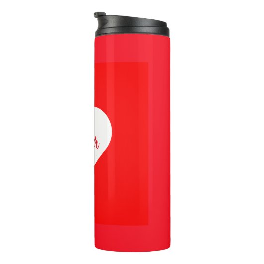 明るいパーソナライズされた赤と白のハートラブスクリプト タンブラー (回転右)