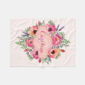 明るいパーソナライズされた開花 – ピンク&ピーチ – フリース (正面(横))