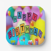 明るいパーティー子供へプレートの誕生日 ペーパープレート (正面)