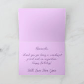 明るいパームツリーアンドサンシャインパープル誕生日 カード (内部)