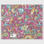 明るいヒッピー模様 ラッピングペーパー (フラット)