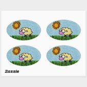 明るいヒツジ 楕円形シール (シート)