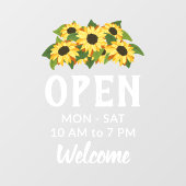 明るいヒマワリのクラスタ開花時間へようこそ ウィンドウサイン (シート)