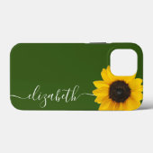 明るいヒマワリのスクリプトステム名グリーン電話ケース Case-Mate iPhoneケース (裏面 (横))