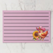 明るいヒマワリのピンクの帽子のかわいい鶏 ペーパーパッド (正面)