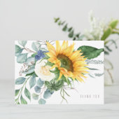 明るいヒマワリのユーカリ葬儀ありがとう サンキューカード (スタンド正面)