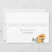 明るいヒマワリのユーカリ葬儀ありがとう サンキューカード (裏面)