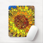 明るいヒマワリの円のモザイクデジタル芸術のプリント マウスパッド (マウス)