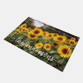 明るいヒマワリの庭の写真へようこそ ドアマット (アングル)