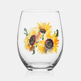 明るいヒマワリの水の色の素晴らしい50 ステムなしワイングラス