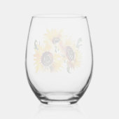 明るいヒマワリの水の色の素晴らしい50 ステムなしワイングラス (裏面)