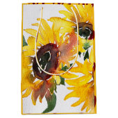 明るいヒマワリの水彩素晴らしい50 ミディアムペーパーバッグ (正面)