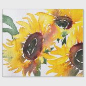 明るいヒマワリの水彩素晴らしい50 ラッピングペーパー (フラット)