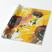 明るいヒマワリの水彩素晴らしい50 ラッピングペーパー (アンロールド)
