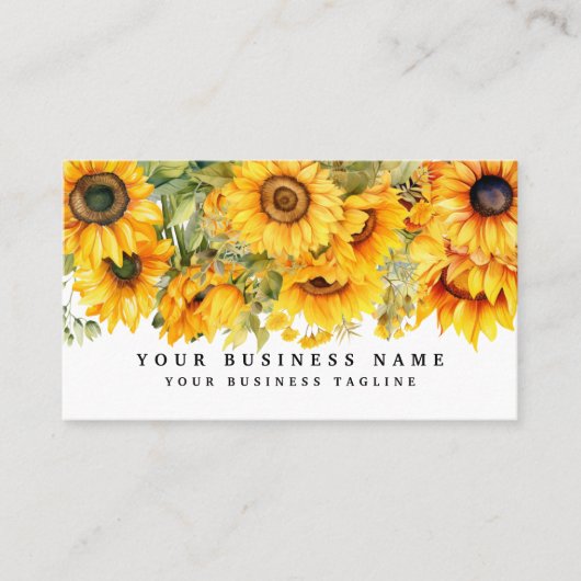 明るいヒマワリの花フローラ 名刺 (正面)