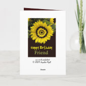 明るいヒマワリを持つ娘誕生日 カード (裏面)