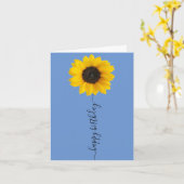 明るいヒマワリオンブルー誕生日グリーティングカード カード (黄色い花)