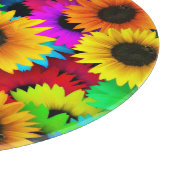 明るいヒマワリカラフルの列 カッティングボード (角)