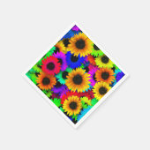 明るいヒマワリカラフルの列 スタンダードカクテルナプキン (角)