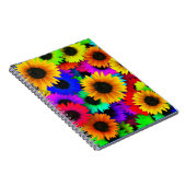 明るいヒマワリカラフルの列 ノートブック (右側)