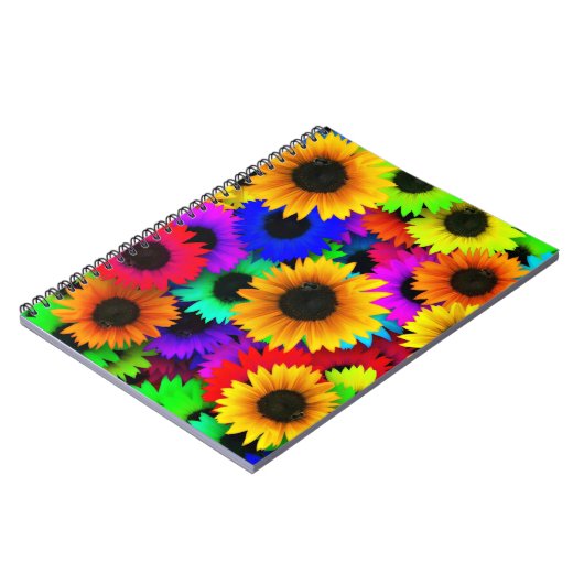 明るいヒマワリカラフルの列 ノートブック (左側)