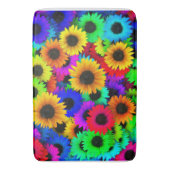 明るいヒマワリカラフルの列 バスマット (正面縦)