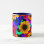 明るいヒマワリカラフルの列 マグカップ (中央)