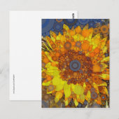 明るいヒマワリサークルモザイクデジタルアートプリント ポストカード (正面/裏面)