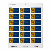 明るいヒマワリサークルモザイクデジタルアートプリント ラベル (フルシート)