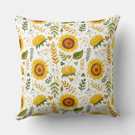 明るいヒマワリ模様イエローフローラ夏 クッション (裏面)