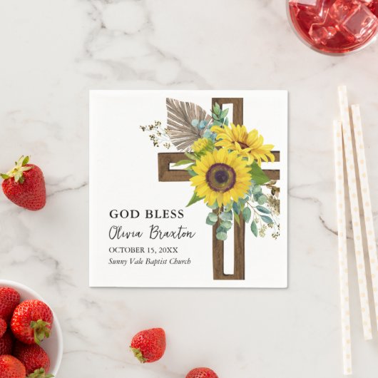 明るいヒマワリ素朴サマーボホバプテスマ スタンダードカクテルナプキン (インサイチュ)