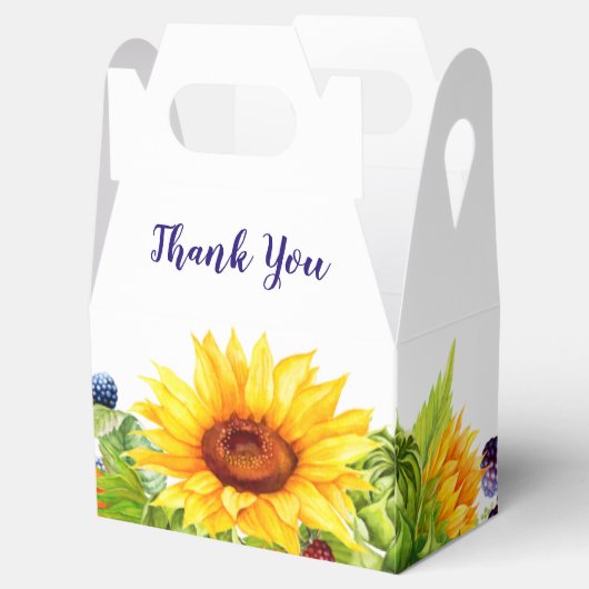 明るいヒマワリ素朴結婚式の引き出物ボックス フェイバーボックス (オープン)