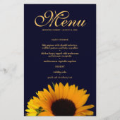 明るいヒマワリ結婚のディナーメニューカード (正面)