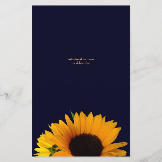 明るいヒマワリ結婚のディナーメニューカード (裏面)