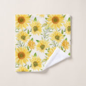 明るいヒマワリ風呂タオル一式 バスタオルセット (ウォッシュタオル)