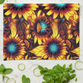 明るいヒマワリ キッチンタオル (折り畳み)