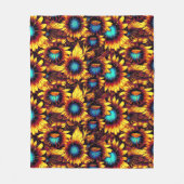 明るいヒマワリ フリースブランケット (正面)