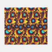 明るいヒマワリ フリースブランケット (正面(横))