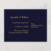 明るいヒマワリNavy Blue写真Save the Date 案内ポストカード (裏面)