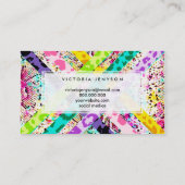 明るいヒョウ格子スネークパターン水色 名刺 (裏面)