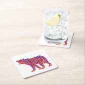 明るいヒョウ スクエアペーパーコースター (インサイチュ)