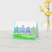 明るいビーチコテージノートカード カード (黄色い花)