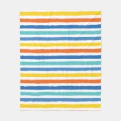 明るいビーチパタストライプのーン フリースブランケット (正面)