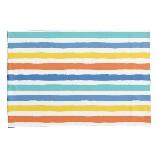 明るいビーチパタストライプのーン 枕カバー (正面右)